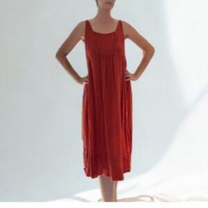 Elegant Sleeveless French Linen Dress by Zyga